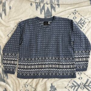 Vintage ALPS Stylish Blue Patterned Crewneck Sweater